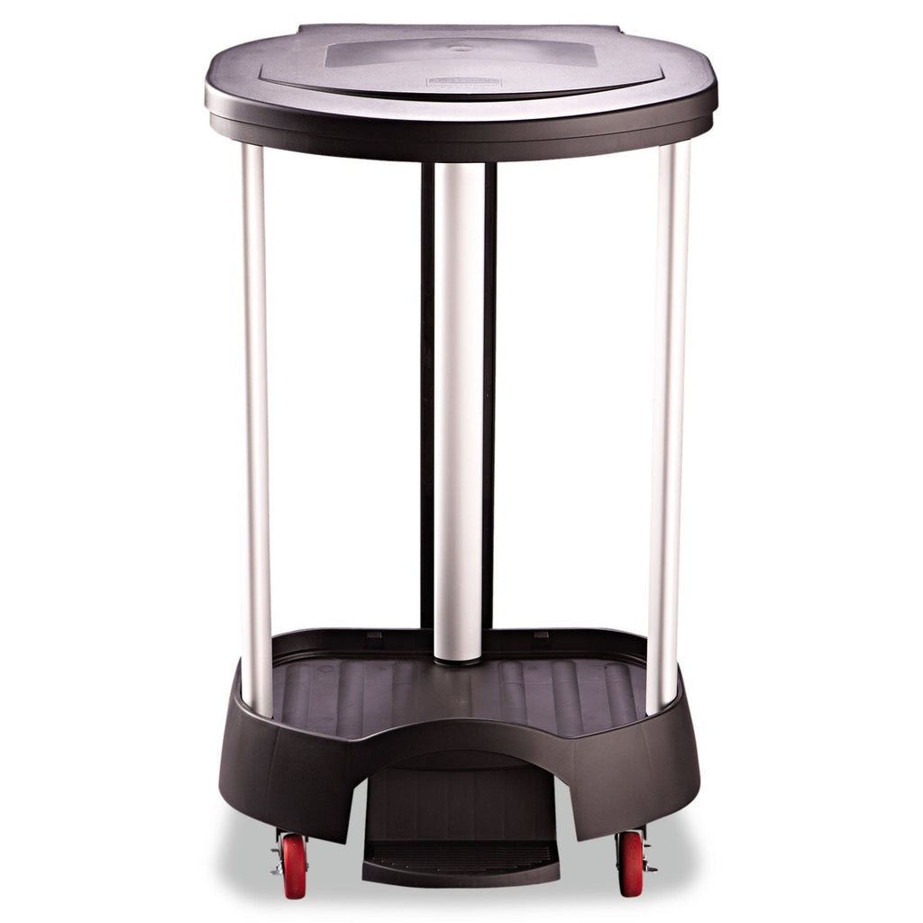Rubbermaid Premium Step-On Linen Hamper, 30 gal, 20.38w x 22.25d x 37.88h, Aluminum/Plastic, Black