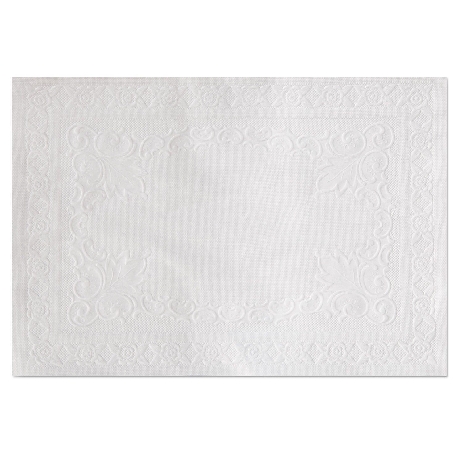 Hoffmaster Classic Embossed Straight Edge Placemats, 10 x 14, White, 1,000/Carton
