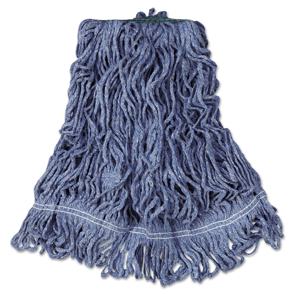Rubbermaid Super Stitch Blend Mop Head, Medium, Cotton/Synthetic, Blue, 6/Carton