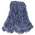 Rubbermaid Super Stitch Blend Mop Head, Large, Cotton/Synthetic, Blue, 6/Carton