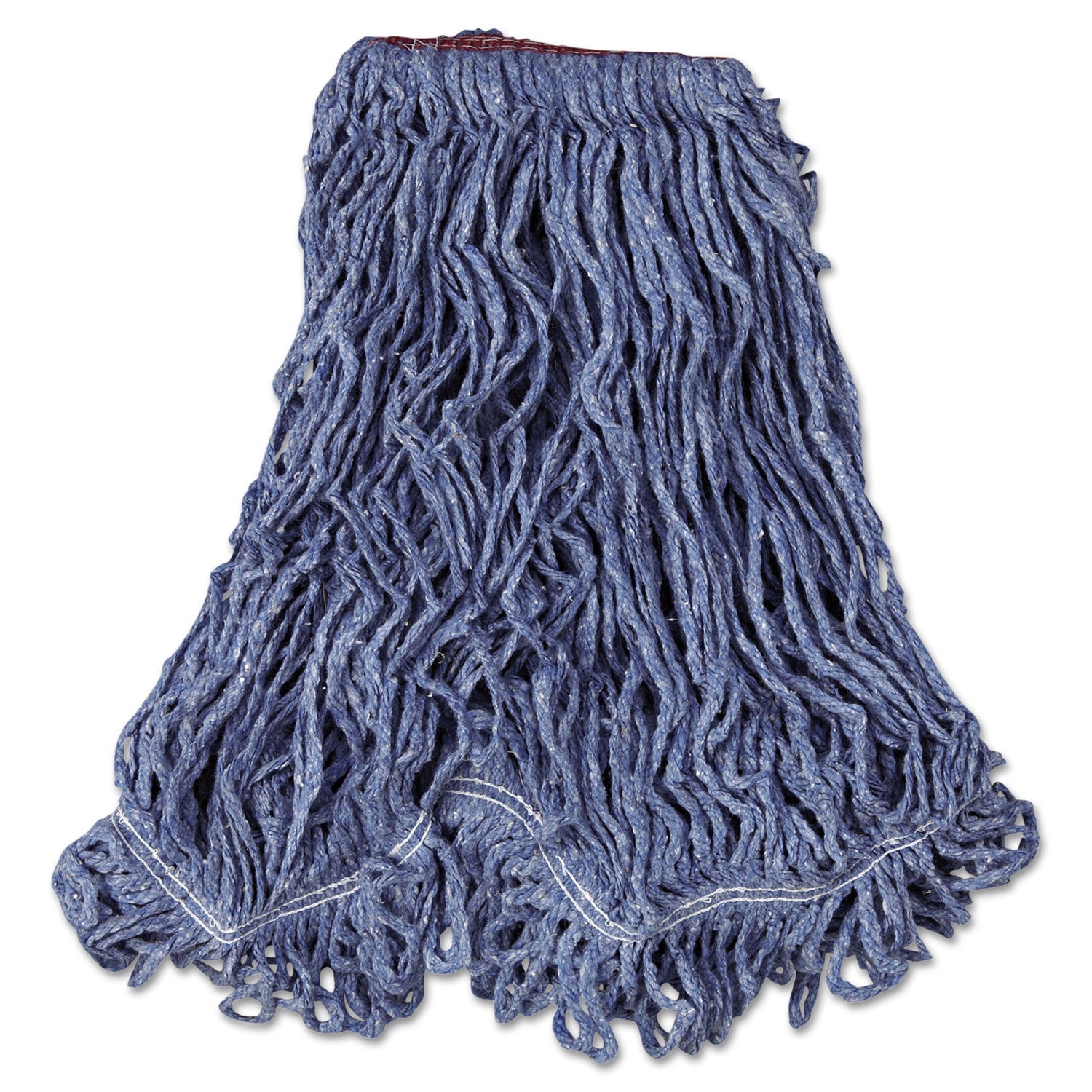 Rubbermaid Super Stitch Blend Mop Head, Large, Cotton/Synthetic, Blue, 6/Carton