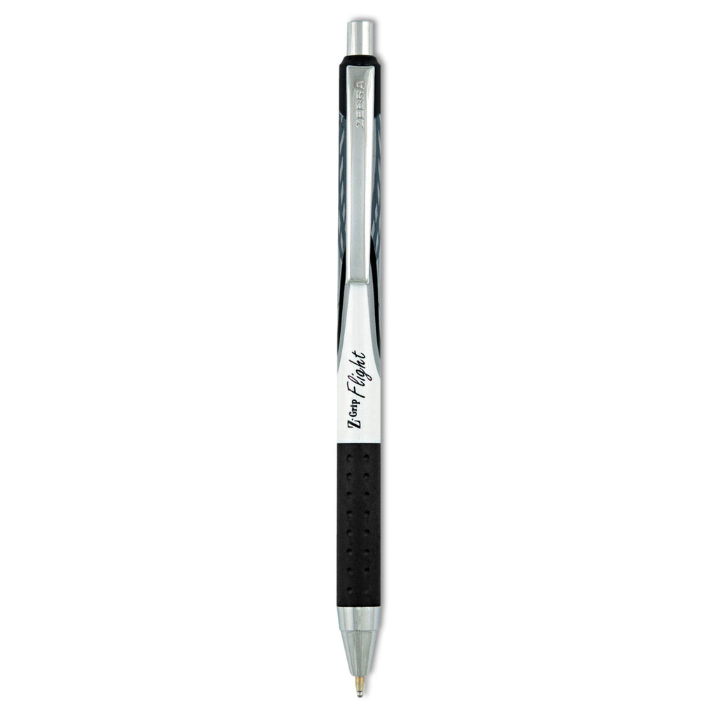 Zebra Z-Grip Flight Ballpoint Pen, Retractable, Bold 1.2 mm, Black Ink, Black Barrel