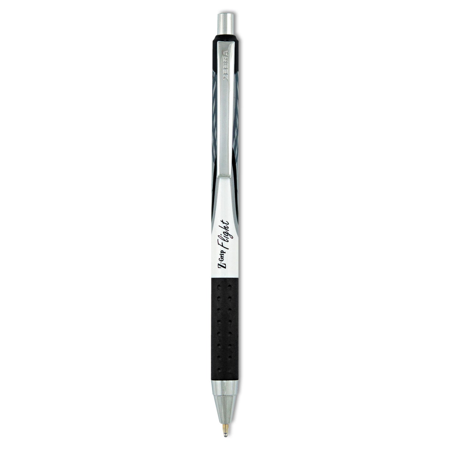Zebra Z-Grip Flight Ballpoint Pen, Retractable, Bold 1.2 mm, Black Ink, Black Barrel