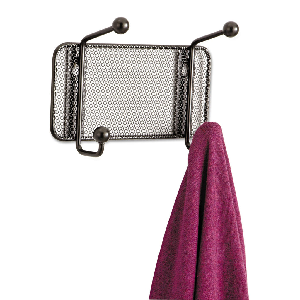 Safco Onyx Mesh Wall Racks, 2-Hook, 8.5w x 3d x 5.5h, Black