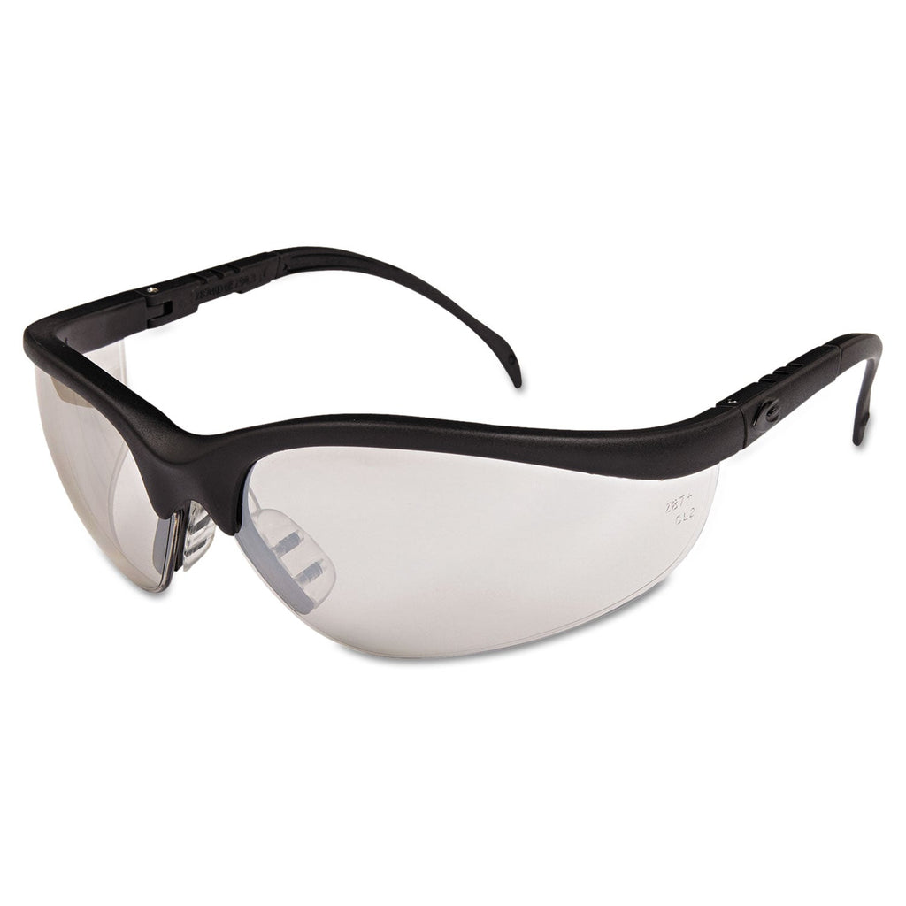 MCR Klondike Safety Glasses, Black Matte Frame, Clear Mirror Lens, 12/Box