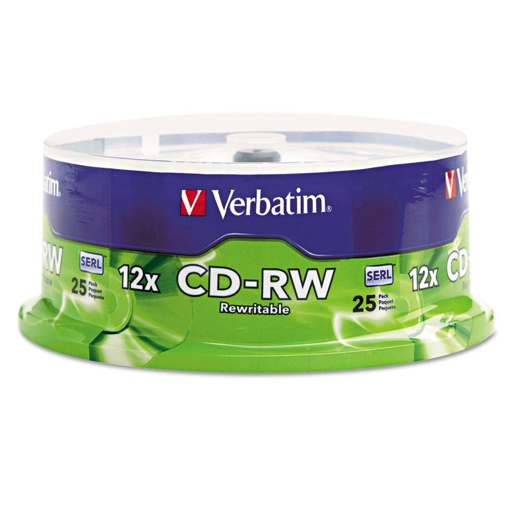 Verbatim CD-RW Rewritable Disc, 700 MB/80 min, 12x, Spindle, Silver, 25/Pack