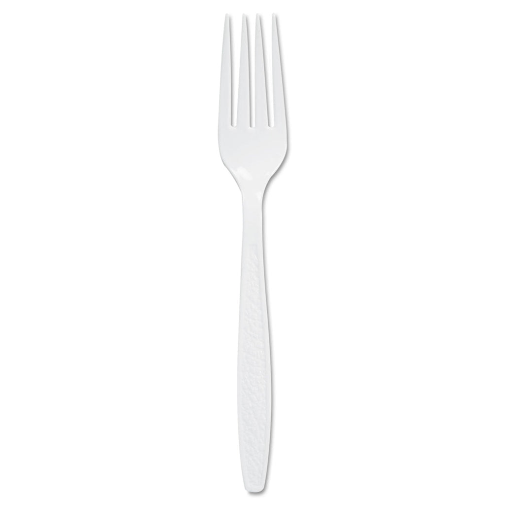 Dart Guildware Extra Heavy Weight Plastic Forks, White, 100/Box
