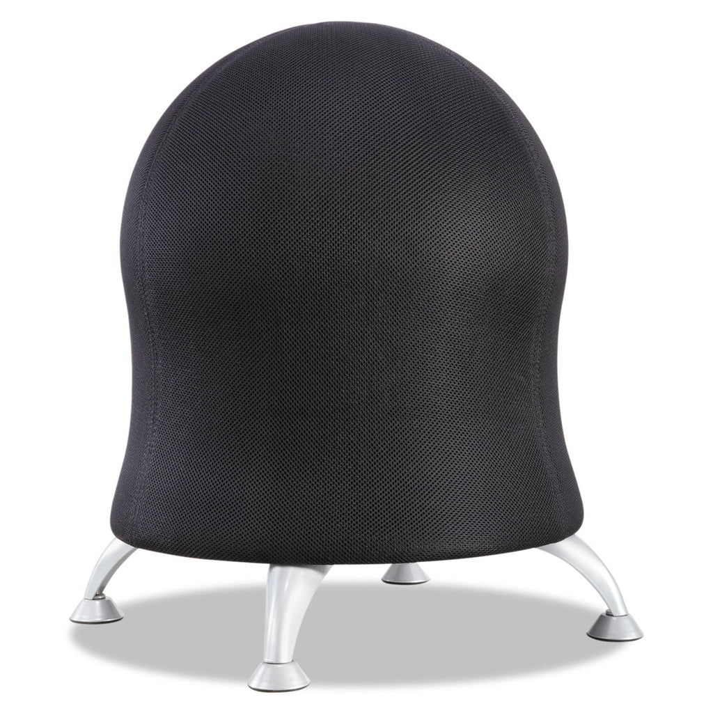 Safco Zenergy Ball Chair, Backless, Supports Up to 250 lb, Black Fabric Seat, Silver Base