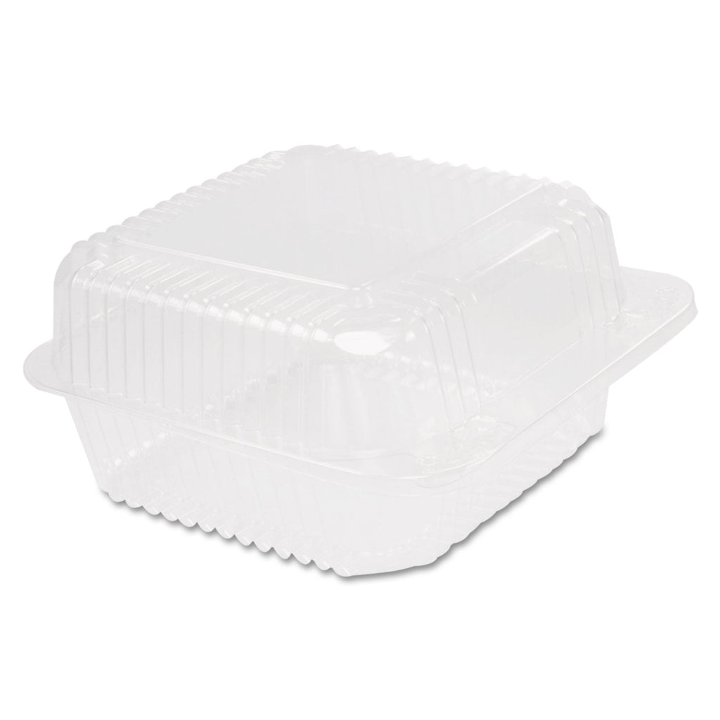 Dart StayLock Clear Hinged Lid Containers, 6.5 x 6.1 x 3, Clear, Plastic, 125/Pack, 4 Packs/Carton