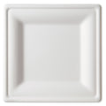 Eco-Products Renewable and Compostable Square Sugarcane Plates, Large, Natural White, 50/Pack, 5 Packs/Carton