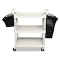 Rubbermaid Xtra Utility Cart, Plastic, 3 Shelves, 2 Bins, 300 lb Capacity, 20" x 40.63" x 37.8", Gray