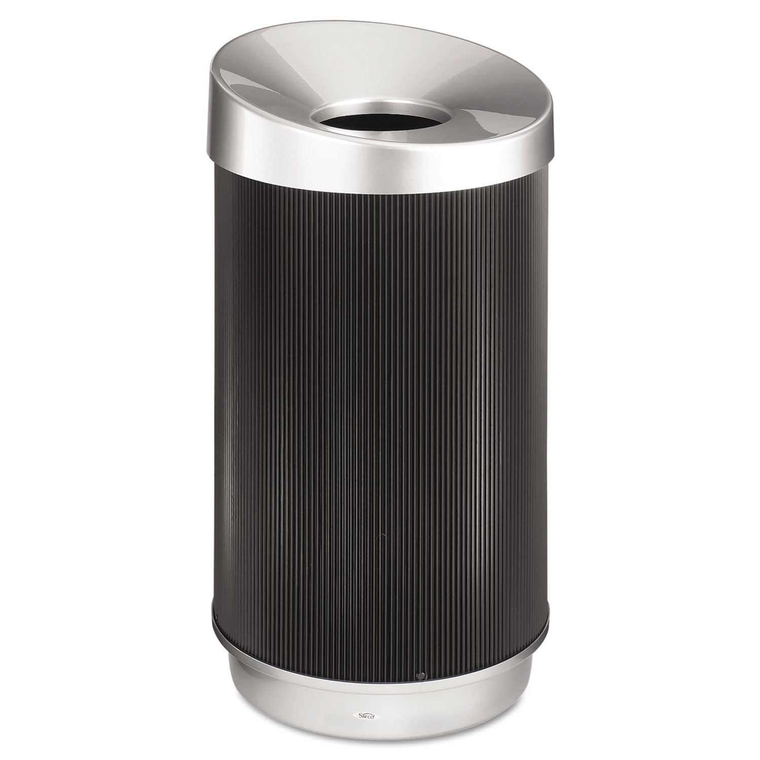 Safco At-Your-Disposal Vertex Receptacle, Round, Polyethylene, 38 gal, Black/Chrome