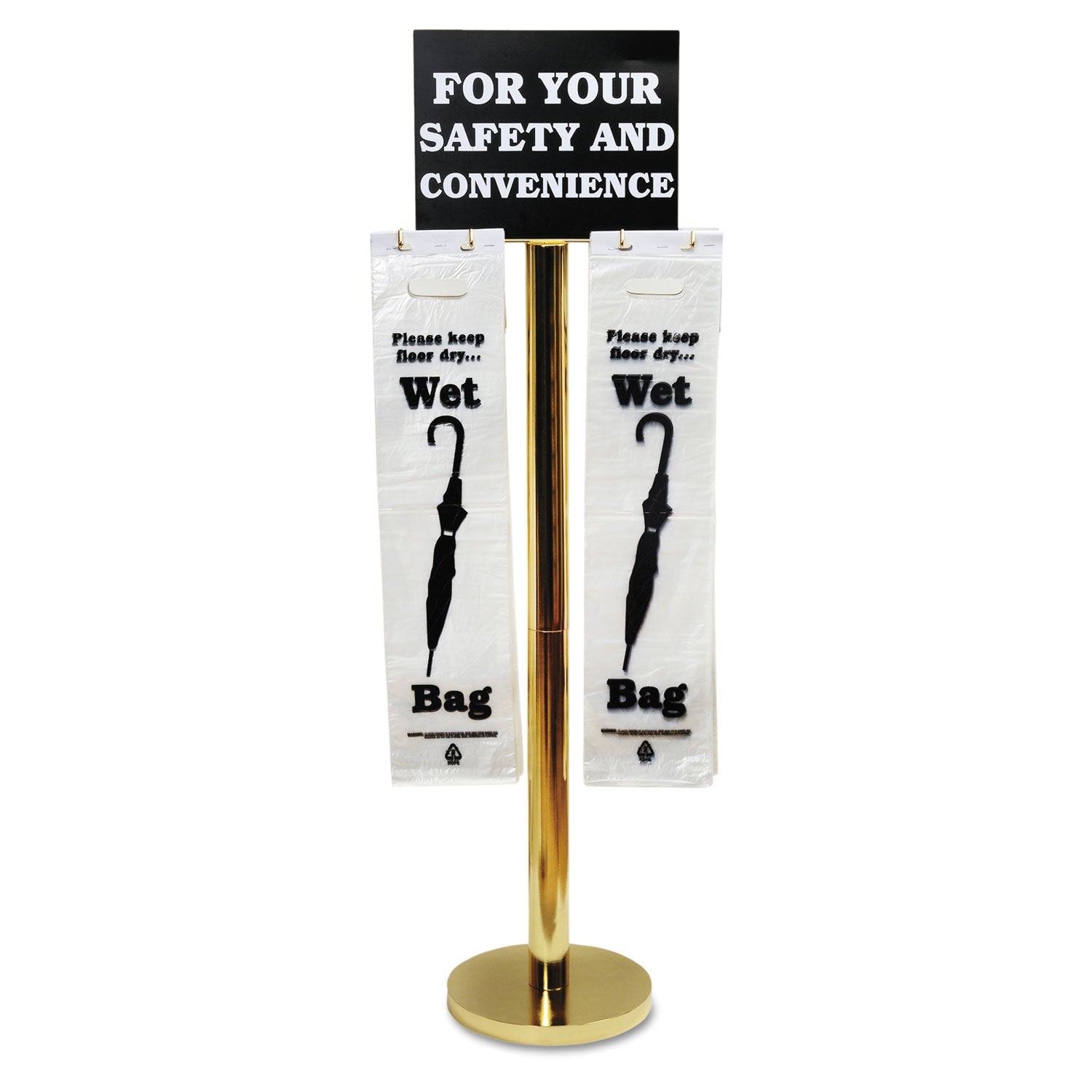 Tatco Wet Umbrella Bag Stand, 16w x 12d x 54.5h, Brass/Black/White