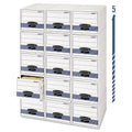 Bankers Box STOR/DRAWER STEEL PLUS Extra Space-Savings Storage Drawers, 10.5" x 25.25" x 5.25", White/Blue, 12/Carton