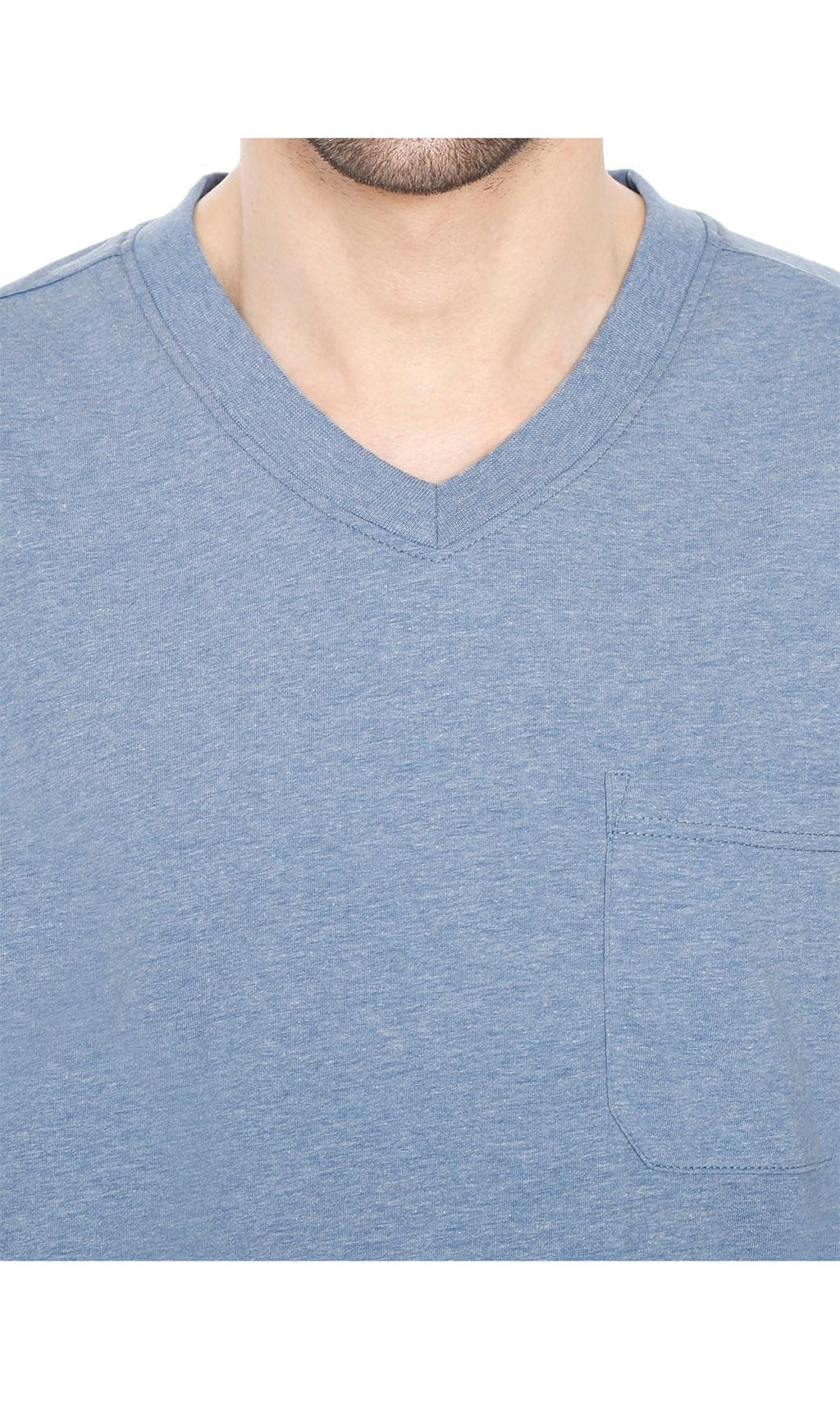 Men's Heavyweight Short Sleeve V-Neck T-Shirt – Relaxed Fit Cotton Blend with Pocket