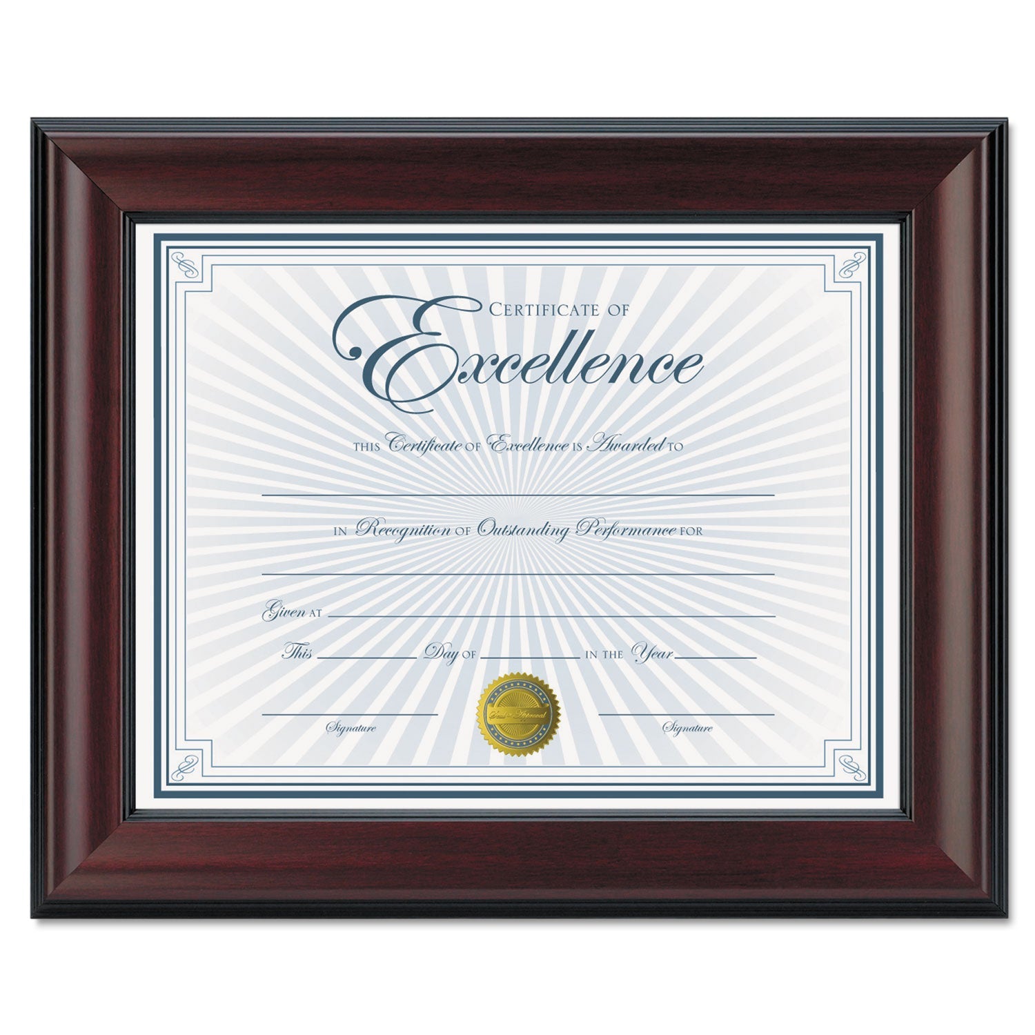 DAX Rosewood Document Frame, Wall-Mount, Plastic, 8.5 x 11