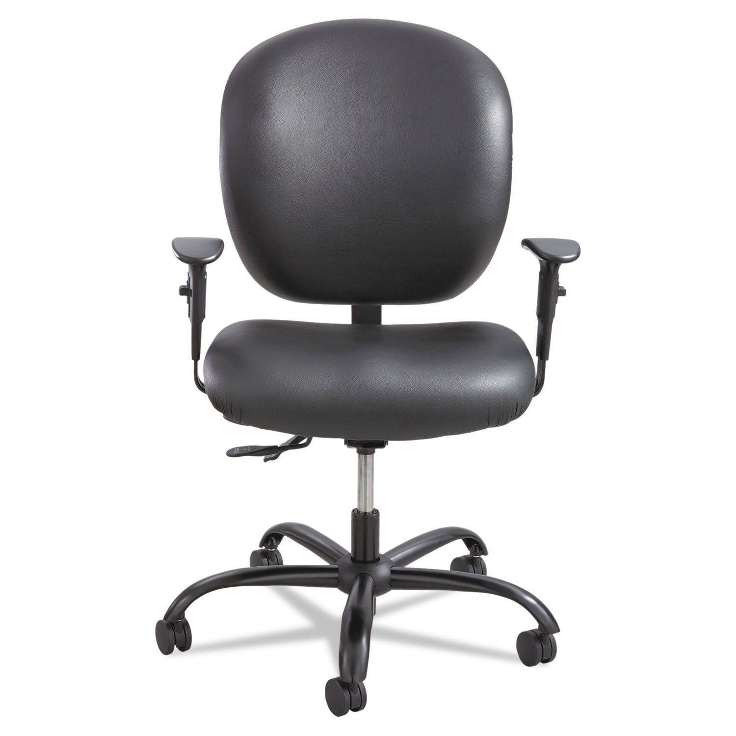 Safco Alday Intensive-Use Chair, Supports Up to 500 lb, 17.5" to 20" Seat Height, Black Vinyl Seat/Back, Black Base