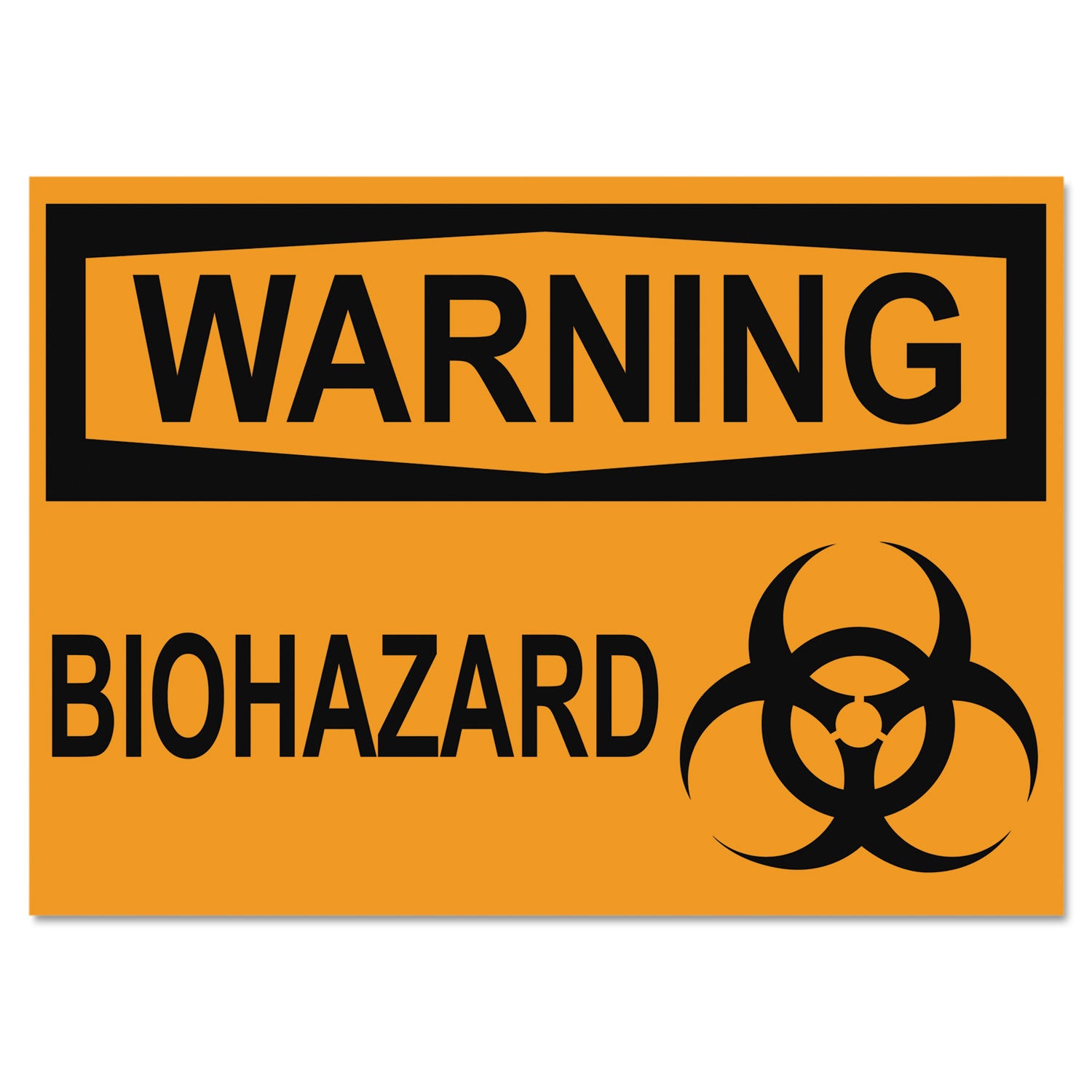 Headline OSHA Safety Signs, WARNING BIOHAZARD, Orange/Black, 10 x 14