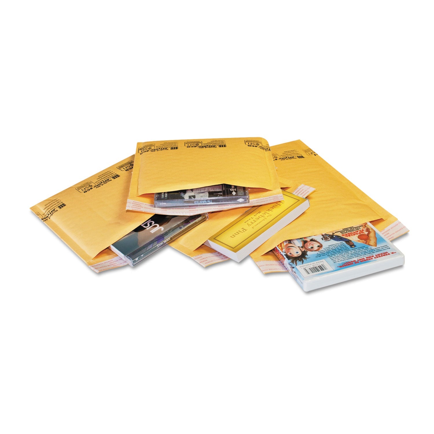 Sealed Air Jiffylite Self-Seal Bubble Mailer, #000, Barrier Bubble Air Cell Cushion, Self-Adhesive Closure, 4 x 8, Golden Kraft, 250/CT
