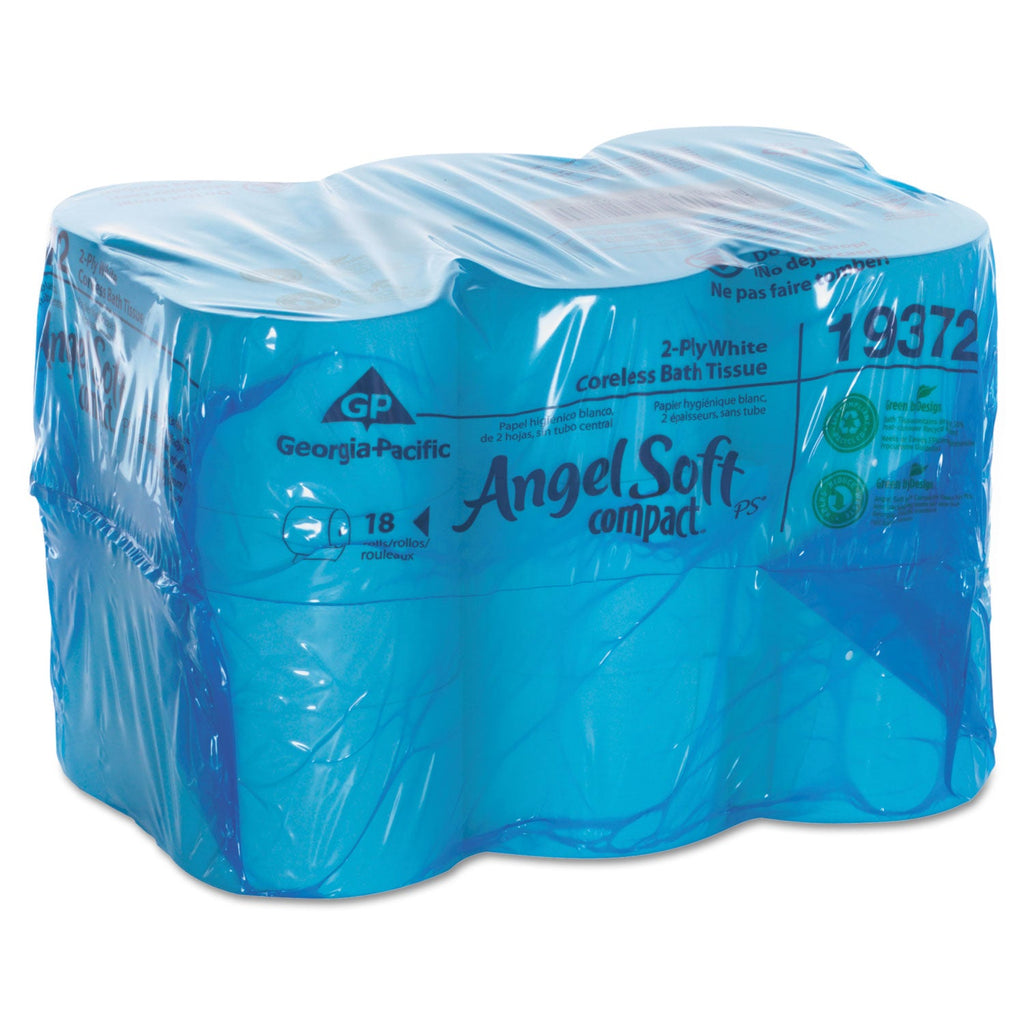 Georgia Pacific Coreless Bath Tissue, Septic Safe, 2-Ply, White, 1,125 Sheets/Roll, 18 Rolls/Carton