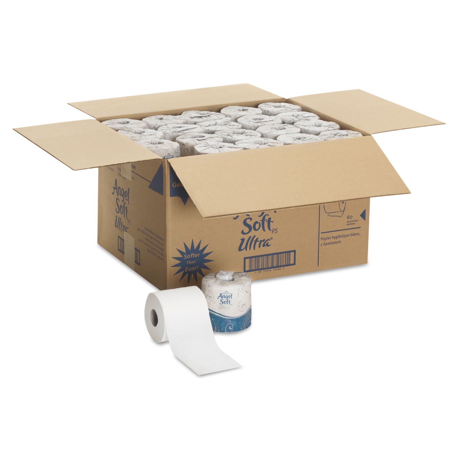 Georgia Pacific Angel Soft ps Ultra 2-Ply Premium Bathroom Tissue, Septic Safe, White, 400 Sheets/Roll, 60/Carton