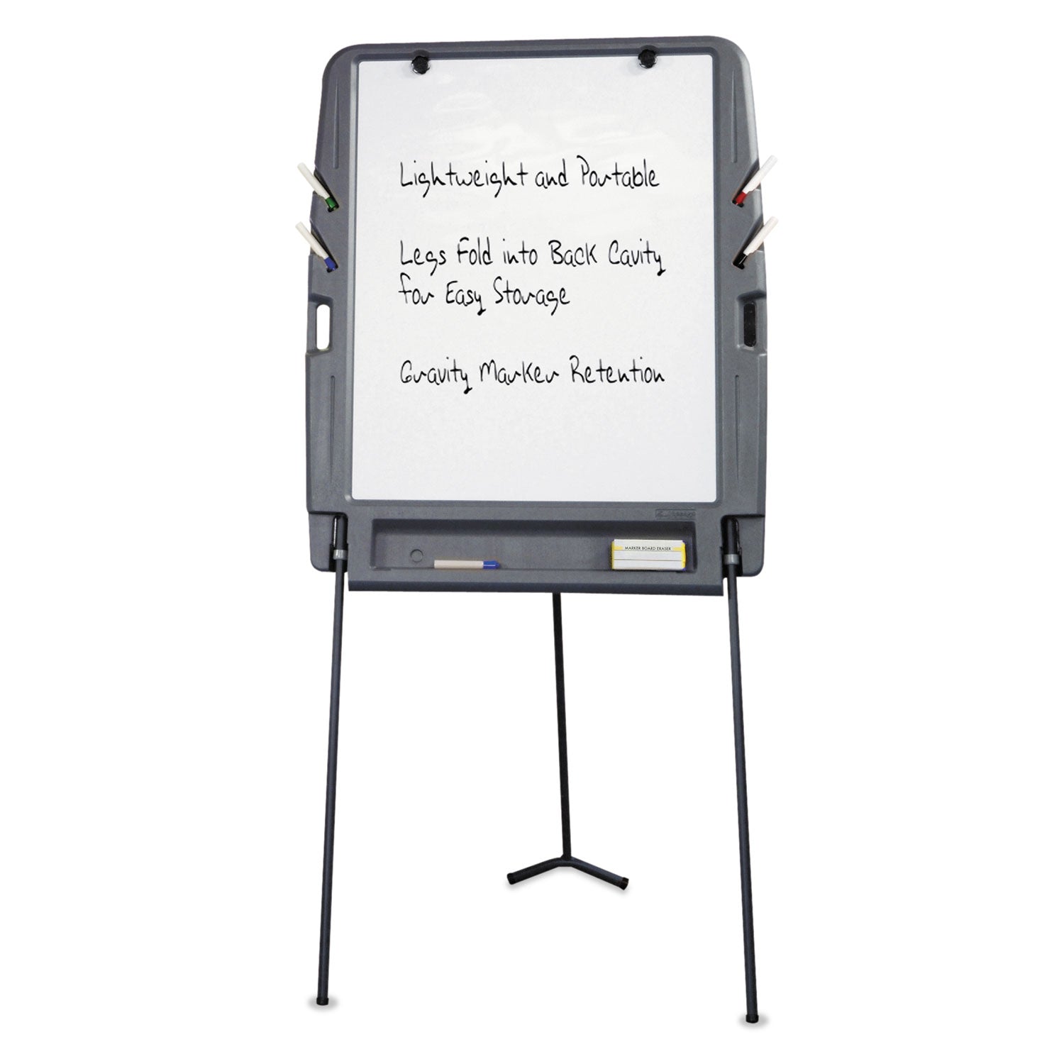 Iceberg Ingenuity Portable Flipchart Easel with Dry Erase Surface, Resin Surface Frame, 35 x 30 x 73, Charcoal