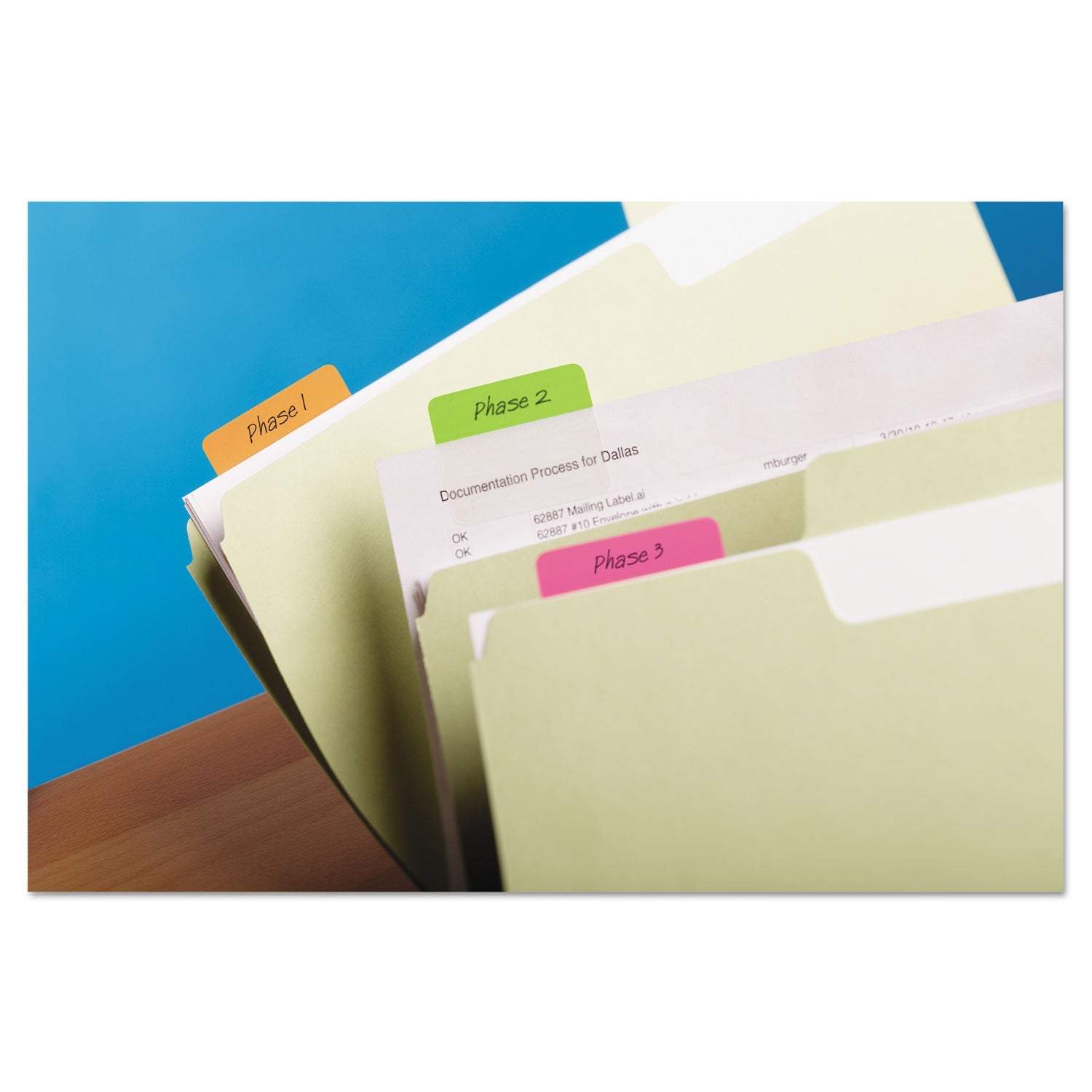 Post-it Solid Color Tabs, 1/5-Cut, Assorted Bright Colors, 2" Wide, 24/Pack