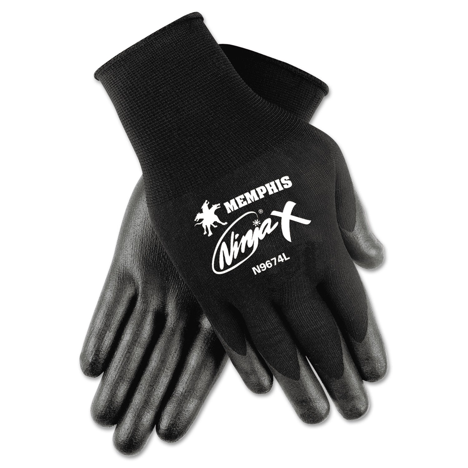 MCR Ninja x Bi-Polymer Coated Gloves, Large, Black, Pair