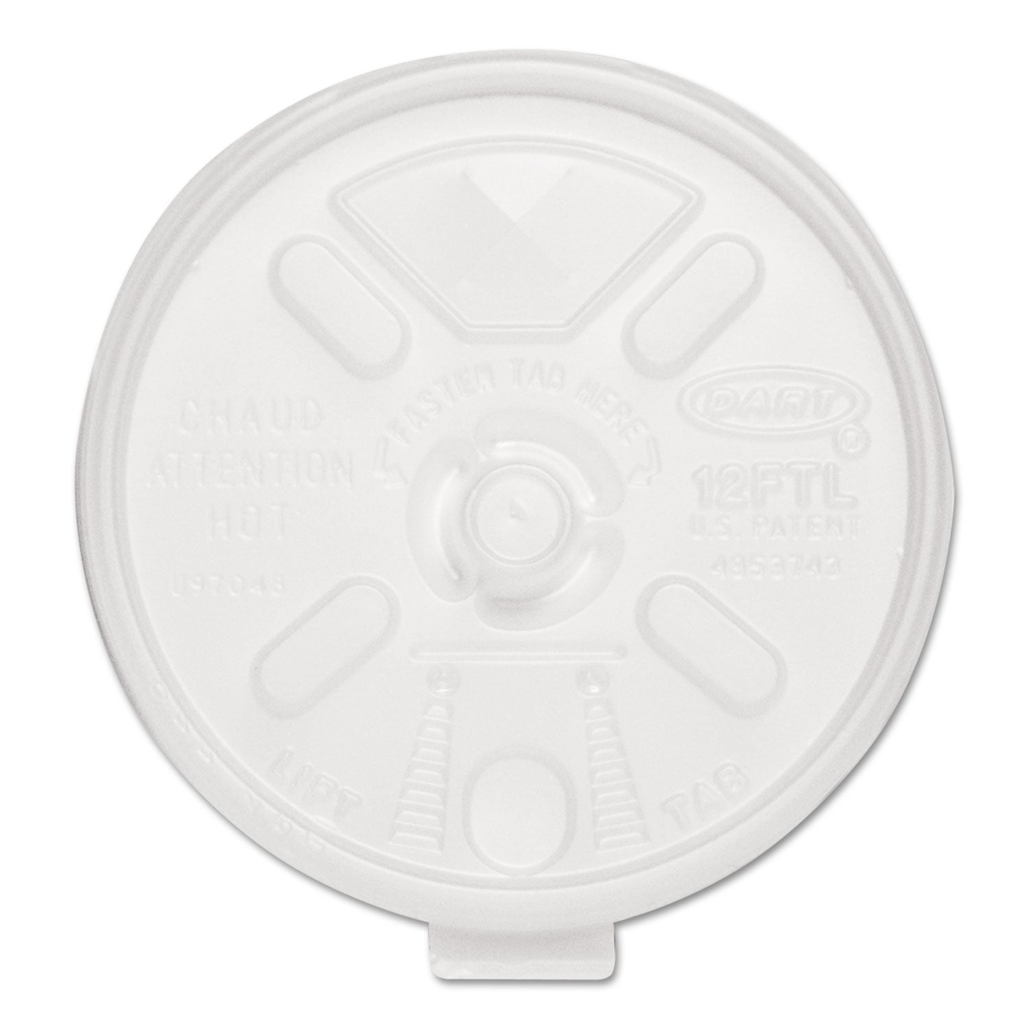 Dart Lift n' Lock Plastic Hot Cup Lids, With Straw Slot, Fits 10 oz to 14 oz Cups, Translucent, 100/Sleeve, 10 Sleeves/Carton