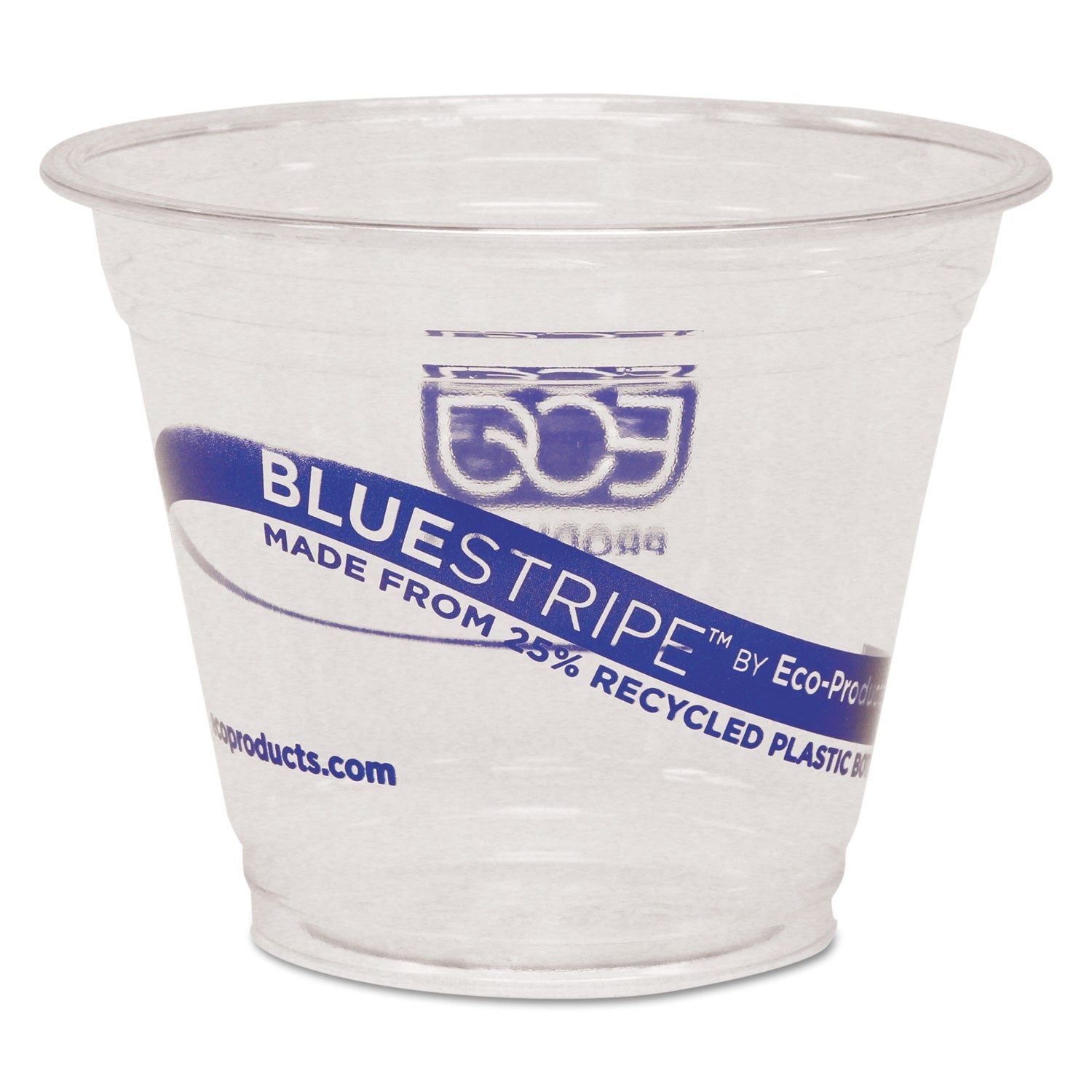 Eco-Products BlueStripe 25% Recycled Content Cold Cups, 9 oz, Clear/Blue, 50/Pack, 20 Packs/Carton