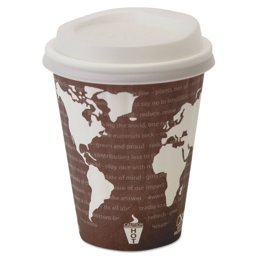 Eco-Products EcoLid 25% Recyycled Content Hot Cup Lid, White, Fits 10 oz to 20 oz Cups, 100/Pack, 10 Packs/Carton