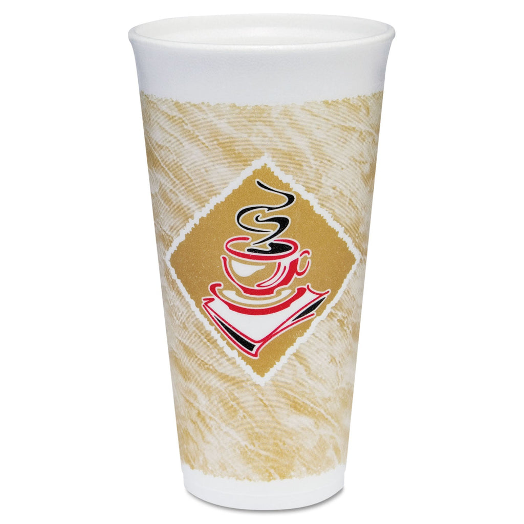 Dart Cafe G Foam Hot/Cold Cups, 20 oz, Brown/Red/White, 500/Carton