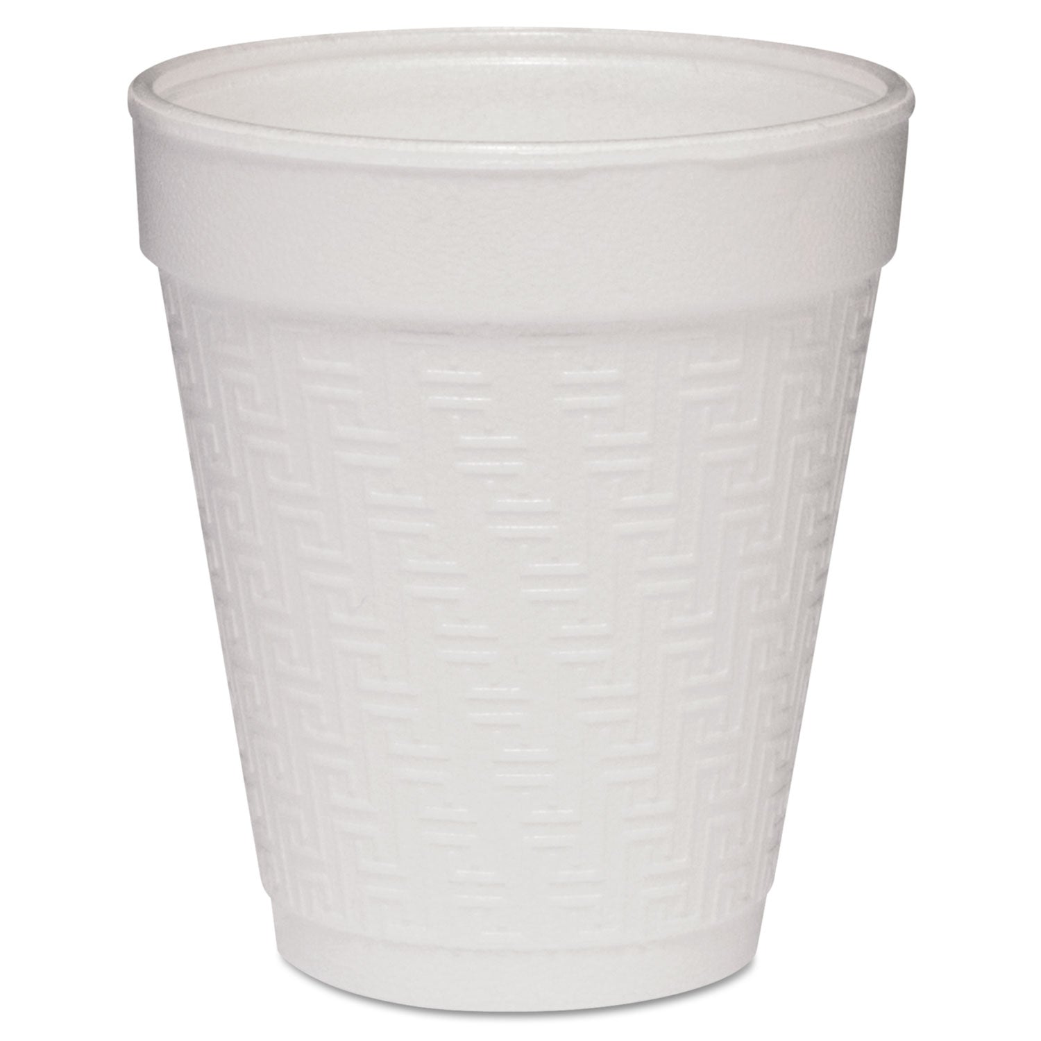 Dart Small Foam Drink Cup, 8 oz, White with Greek Key Design,  25/Bag, 40 Bags/Carton