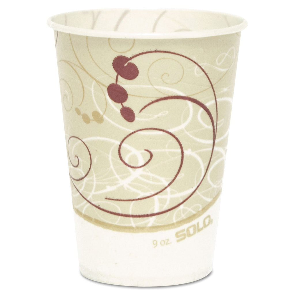 Dart Symphony Design Wax-Coated Paper Cold Cup,  9 oz, Beige/White, 100/Sleeve, 20 Sleeves/Carton