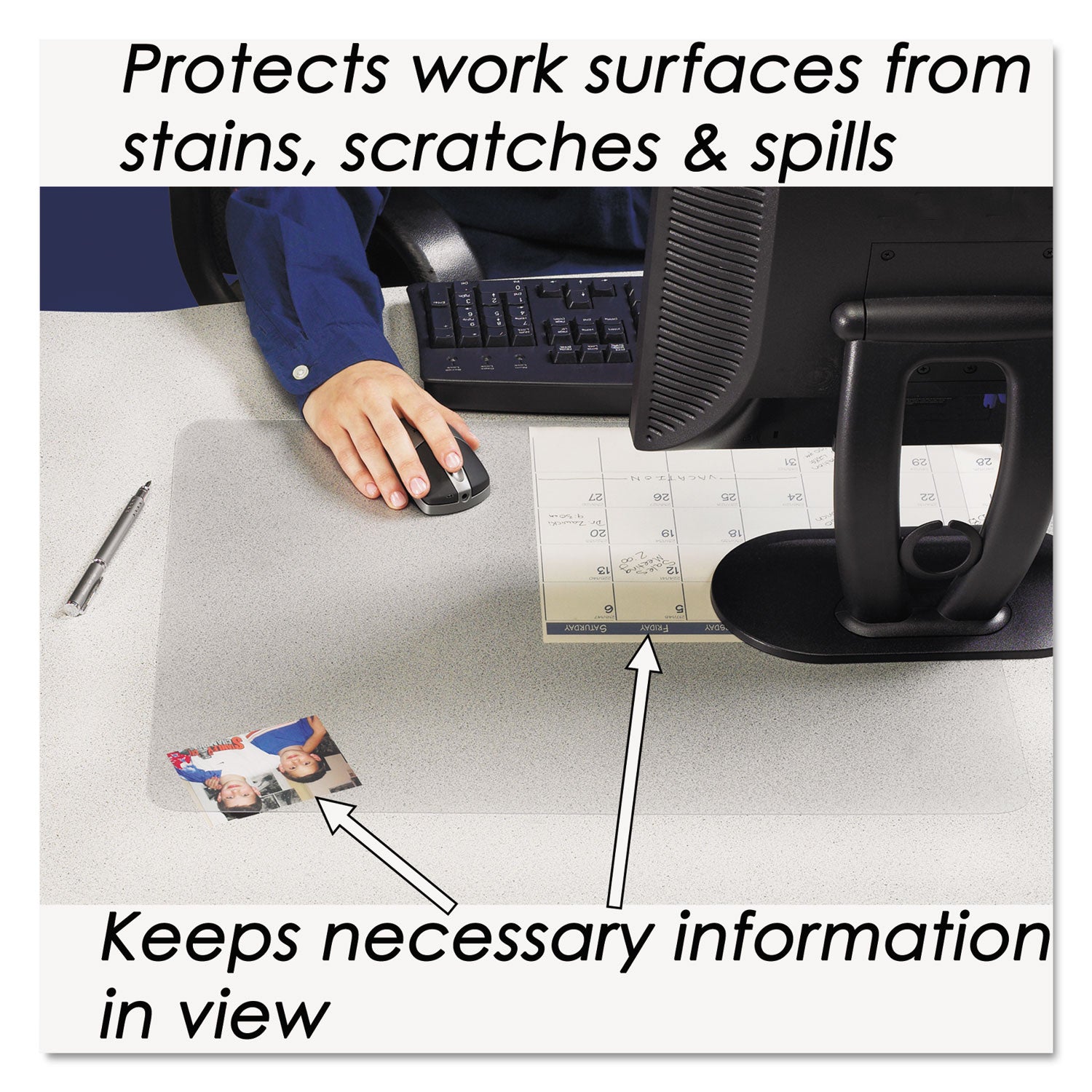 Artistic KrystalView Desk Pad with Antimicrobial Protection, Glossy Finish, 38 x 24, Clear