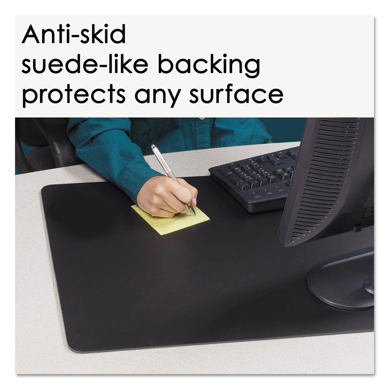 Artistic Rhinolin II Desk Pad with Antimicrobial Protection, 17 x 12, Black