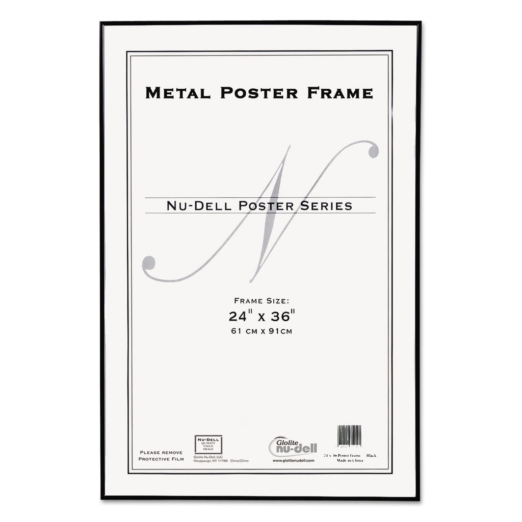NuDell Metal Poster Frame, Plastic Face, 24 x 36, Black