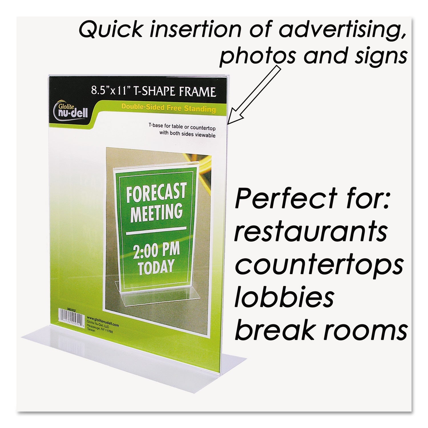 NuDell Clear Plastic Sign Holder, Stand-Up, 8.5 x 11