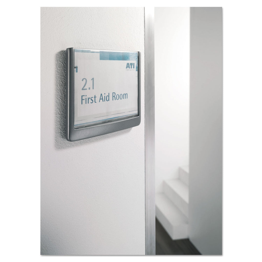 Durable Click Sign Holder For Interior Walls, 6.75 x 0.63 x 5.13, Gray