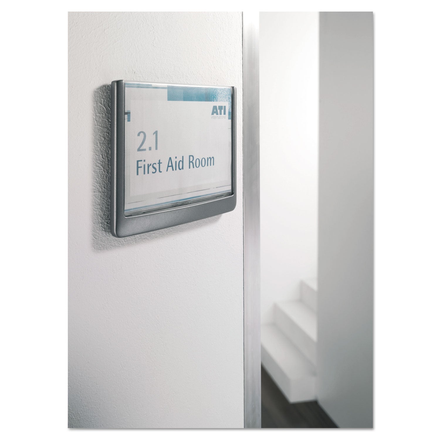 Durable Click Sign Holder For Interior Walls, 6.75 x 0.63 x 5.13, Gray