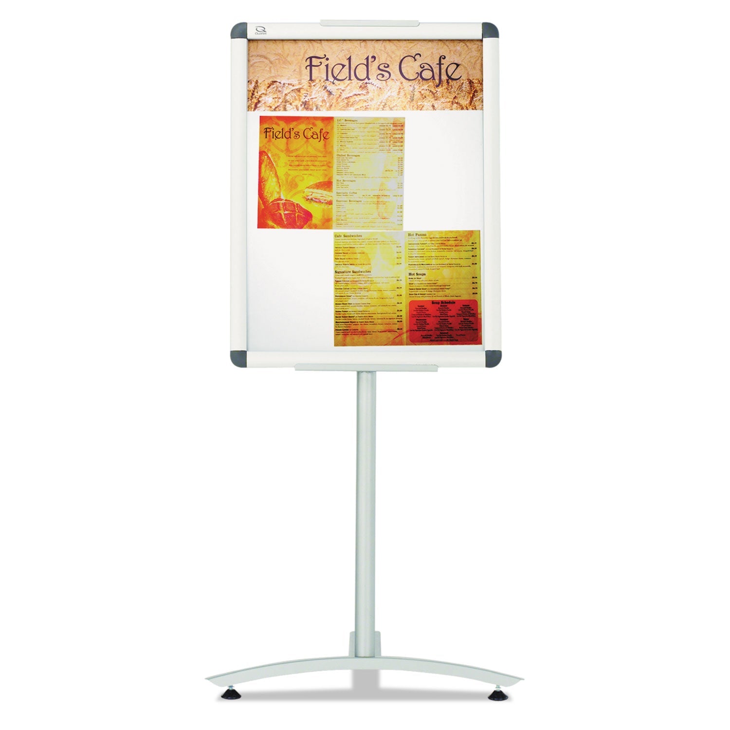 Quartet Improv Lobby Clip-Frame Pedestal Sign, 18 x 24 Frame, 54" High, Aluminum