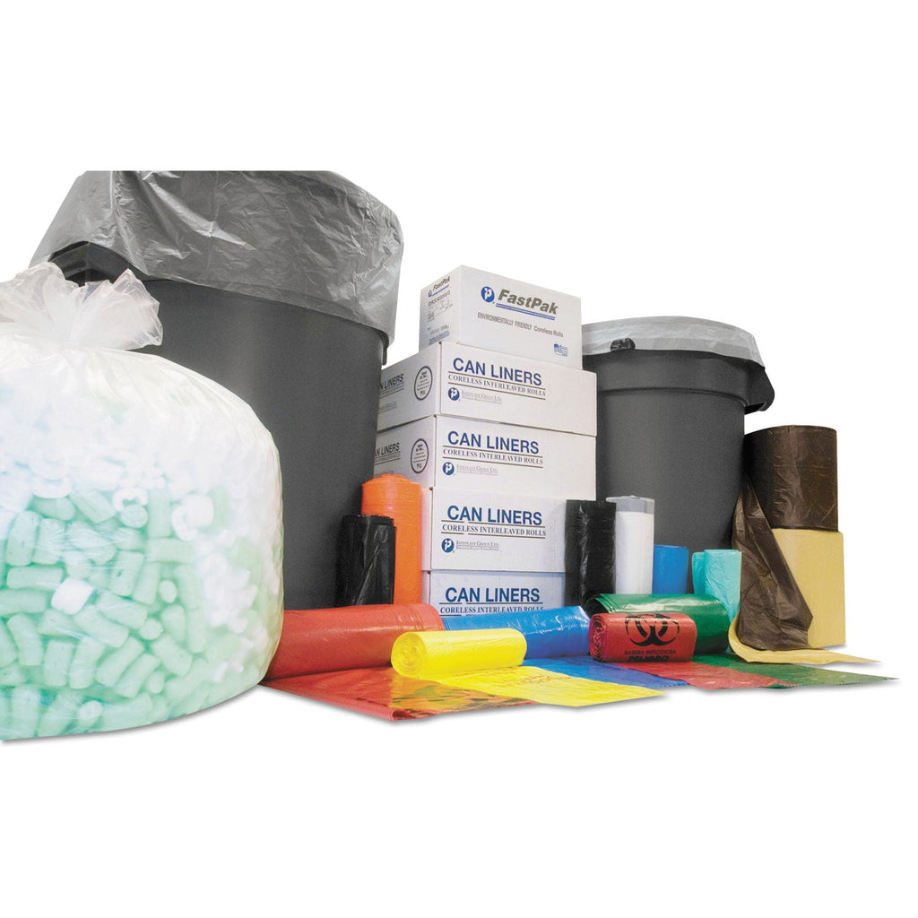Inteplast Group High-Density Interleaved Commercial Can Liners, 33 gal, 11 microns, 33" x 40", Black, 500/Carton