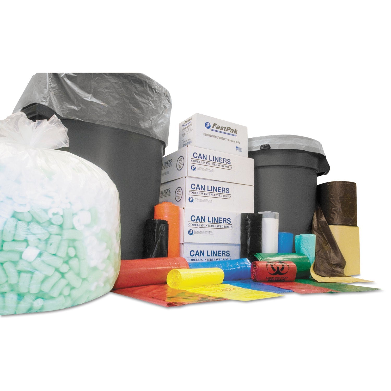 Inteplast Group High-Density Commercial Can Liners Value Pack, 56 gal, 11 microns, 43" x 46", Clear, 200/Carton