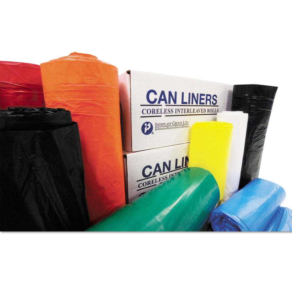 Inteplast Group High-Density Interleaved Commercial Can Liners, 45 gal, 0.87 mil, 40" x 48", Clear, 150/Carton