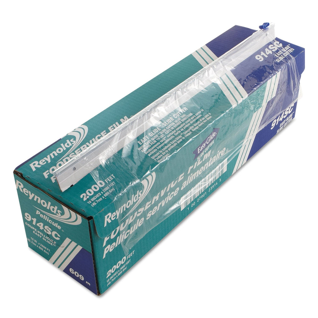 Reynolds Wrap PVC Food Wrap Film Roll in Easy Glide Cutter Box, 18" x 2,000 ft, Clear