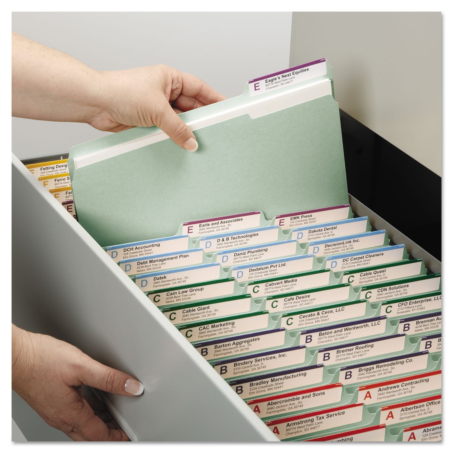 Smead Recycled Pressboard Folders with Two SafeSHIELD Coated Fasteners, 1" Expansion, 1/3-Cut Tabs, Legal Size, Gray-Green, 25/Box