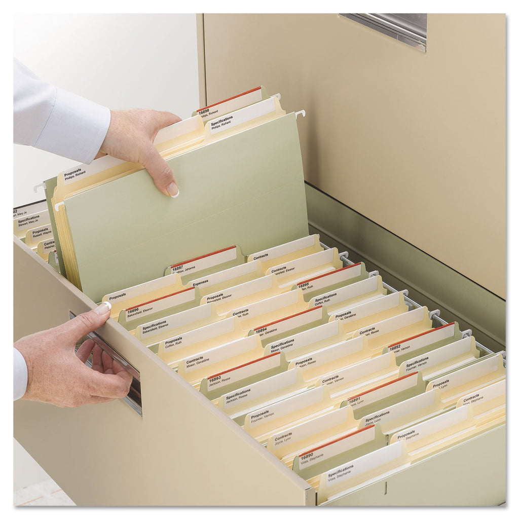 Smead SuperTab Reinforced Guide Height Fastener Folders, 2 Fasteners, Legal Size, 11-pt Manila Exterior, 50/Box