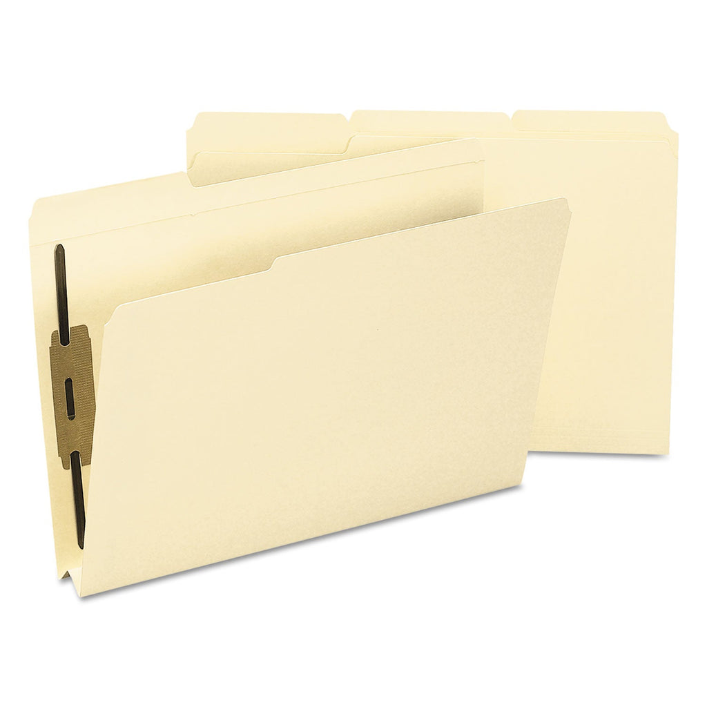 Smead Top Tab Manila Expansion Fastener Folders, 1.5" Expansion, 2 Fasteners, Legal Size, Manila Exterior, 50/Box
