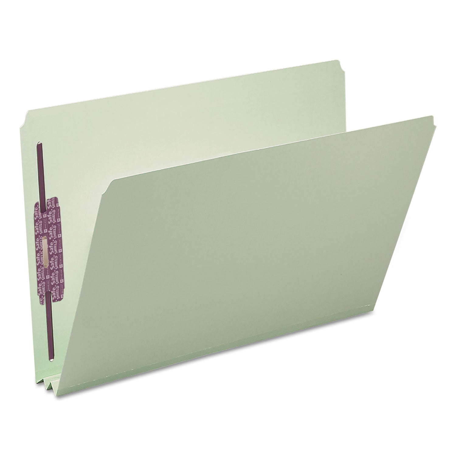 Smead Recycled Pressboard Folders with Two SafeSHIELD Coated Fasteners, 2" Expansion, Straight Tab, Legal Size, Gray-Green, 25/Box