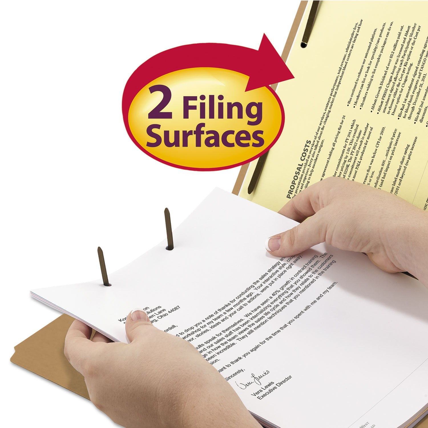 Smead Top Tab Fastener Folders, Guide-Height 2/5-Cut Tabs: Right of Center, 2 Fasteners, Legal Size, 11-pt Kraft Exterior, 50/Box